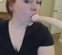 Great throat training - she'll be a champion cock swallower