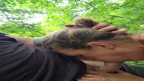 Walk in the woods turns in to a blow job in nature