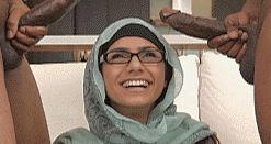 Horny Muslim slut Mia khalifa being attacked by two big black horny cocks