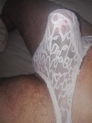 Hard cock in white lace