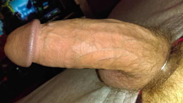 Hard cock with cock ring on