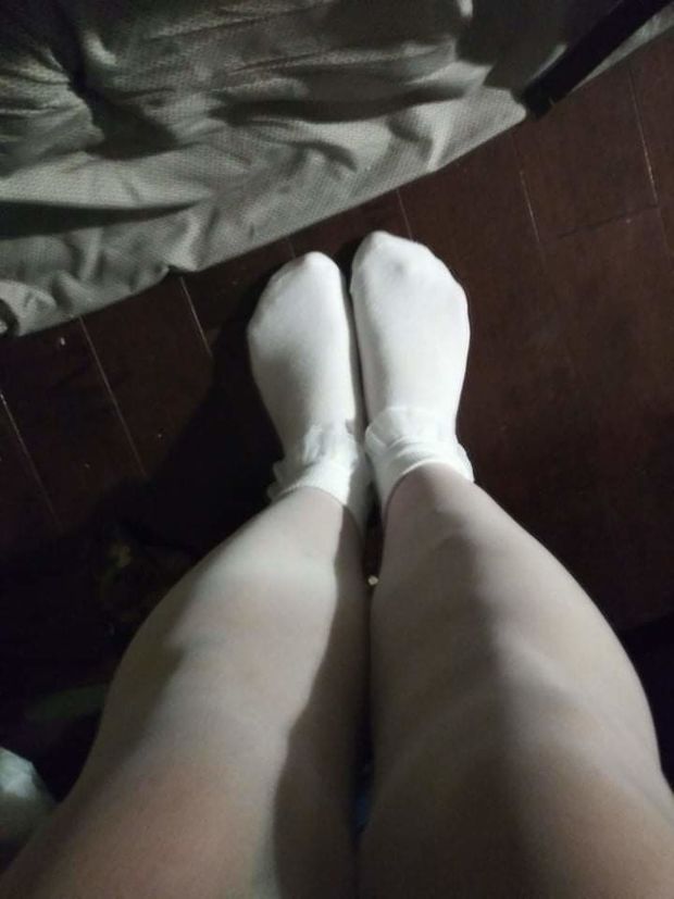 Faggot in New stocking and socks