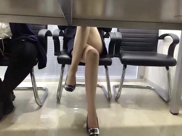 Beautiful legs under table