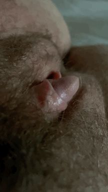 Hairy clit hard on