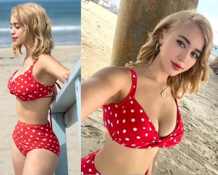Caylee Cowan in retro bikini