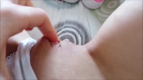 Sexy gal fingering herself closeup on my face