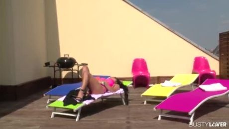 Busty lovers get to watch hot Milf Shione Cooper's titties sway during cowgirl ride