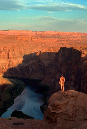 reissue of nude male enjoying canyon view