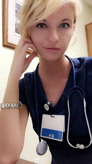 cute nurse taking a break