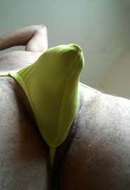 Yellow thong bulge