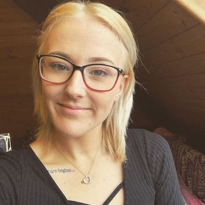 cute blonde with glasses