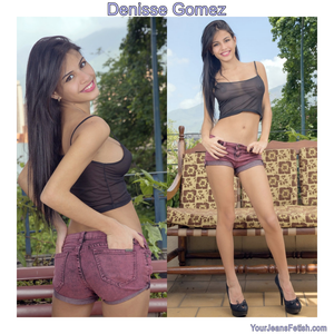 Sexy Latina poses in denim shorts