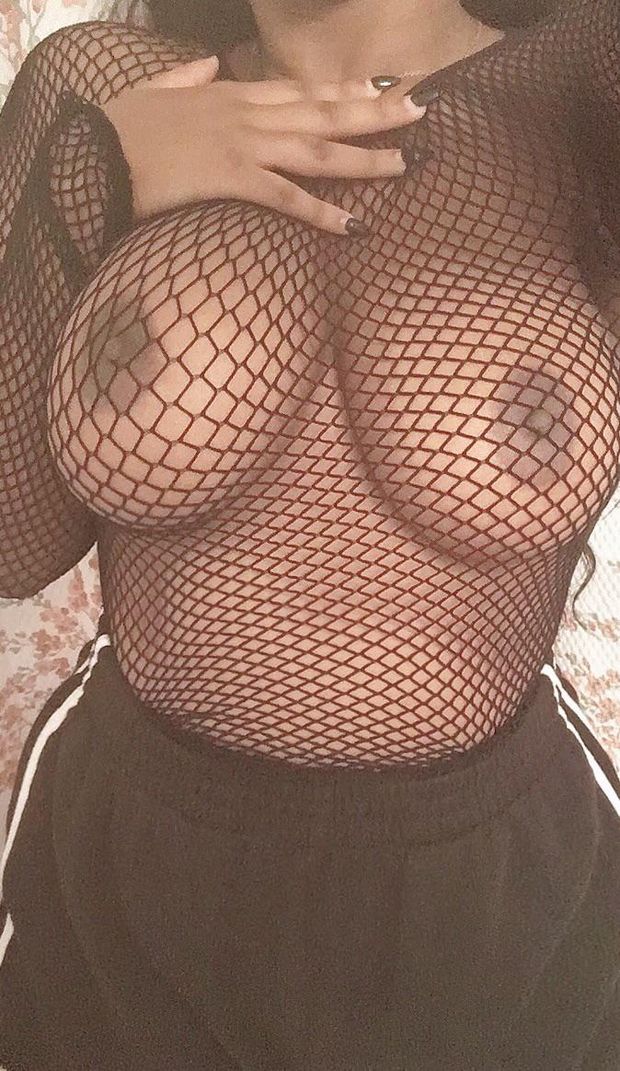 ebony tits in fishnet