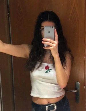 Her little tits are hard for you. CN