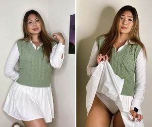 Classmate Victoria upskirt in white panties