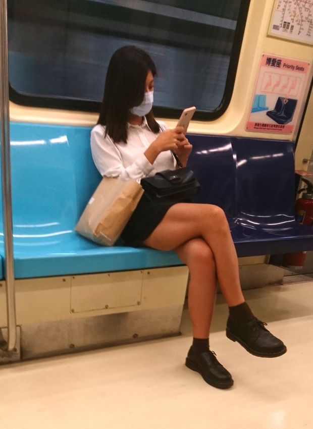 Candid legs on the subway