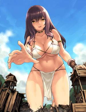 Sexy anime giantess in loincloth