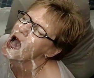 nerdy granny earns bukkake