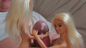 Barbie sisters Monique and Melissa play with giant cock
