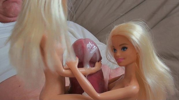 Barbie sisters Monique and Melissa play with giant cock