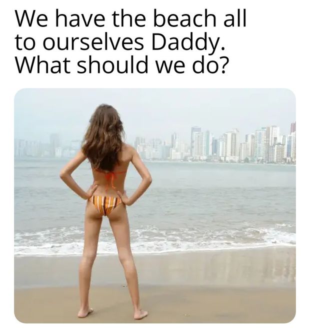 Daughter daddy empty beach