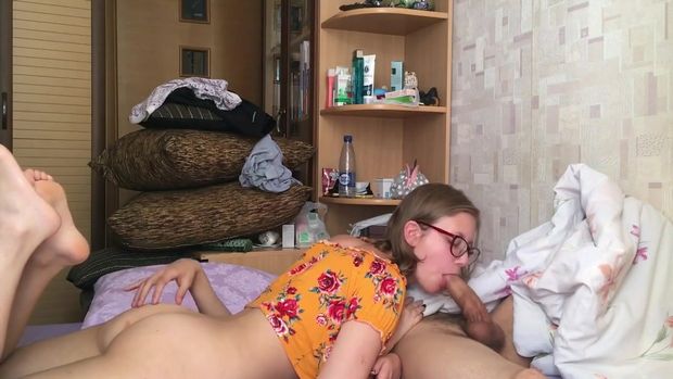 nerdy sis bro blowjob