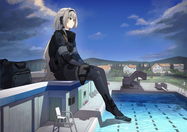 A giant tactical hottie takes a break.