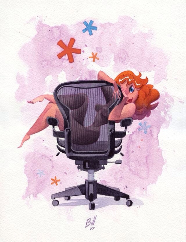 Nude office beauty on your chair