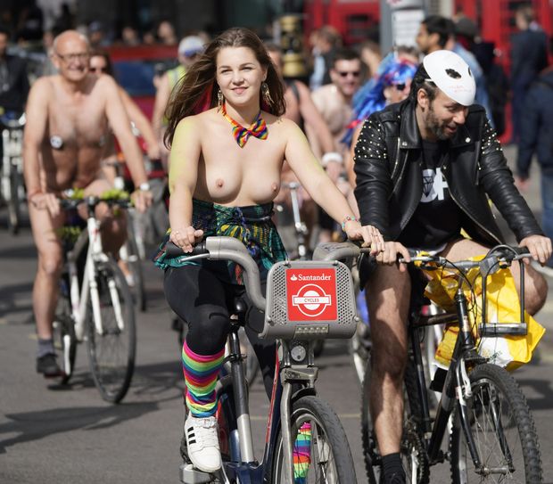 Beautiful topless cyclist