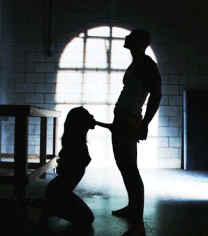 Well trained sub pleases her man hands-free