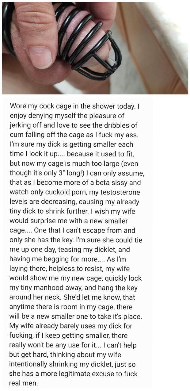 A real pic of my tiny dick caged up