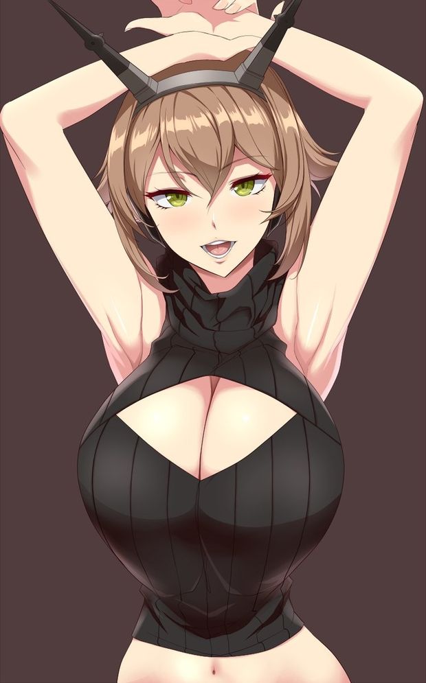 Virgin killer sweater arms up and cleavage