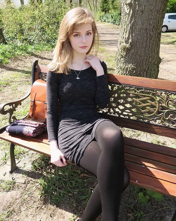 classy blonde in opaques