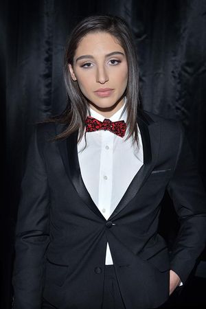 Abella Danger in a classy tuxedo outfit