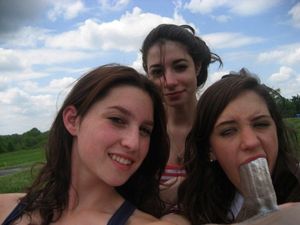 Sexy Lil Sluts Emily Fink Rachel Anseaume & their Friend Take Turns Gagging On a Huge BBC Outdoors.