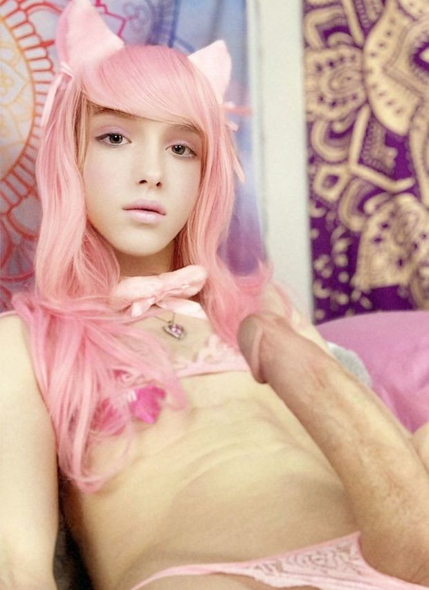 Sissy in pink with cat ears