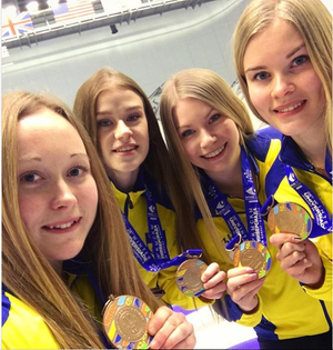 (L to R) Jennie Wohlin, Isabella Wranaa (Skip), Almida de Val, Fanny Sjoberg - Team Panthera - a Swedish curling team
