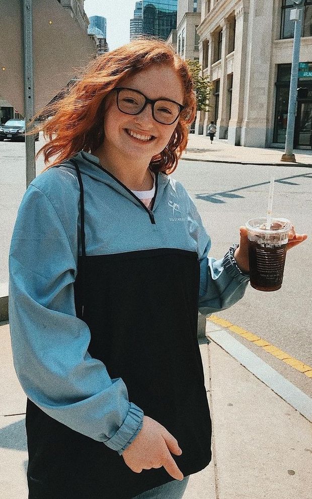 cute redhead teen in public