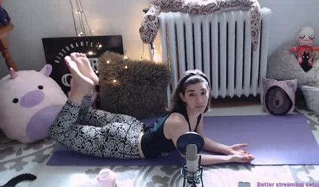 Cute streamer in a yoga workout