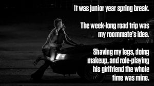 Summer road trip with my roommate... as his sissy girlfriend. ;)