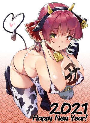 houshou marine (hoholive) cowgirl - artist: koubou (cowbow kun)