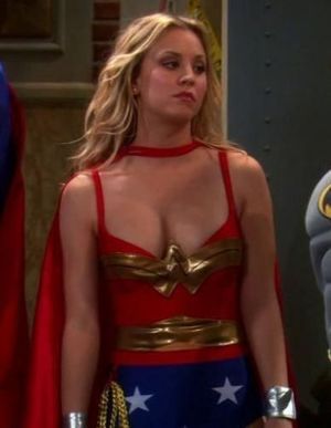 Penny as hot wonder woman for halloween