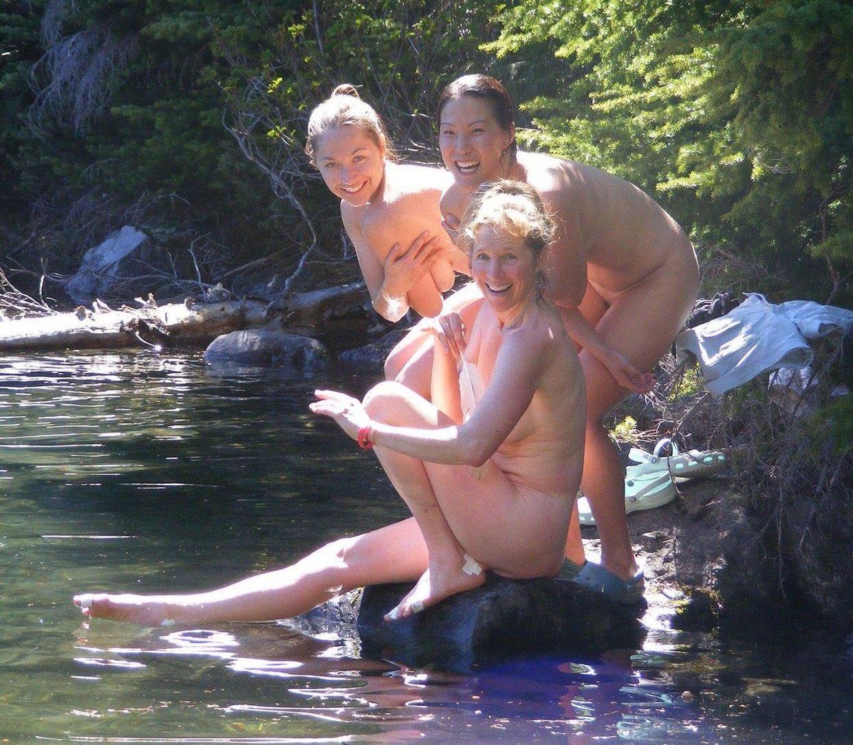 Friends by the lake