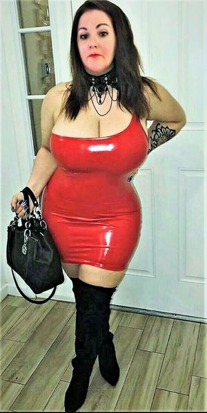 julie in red latex dressed for sex