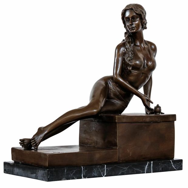 Immagine 01 - Scultura arte signora in bronzo anticato figura statua 33cm