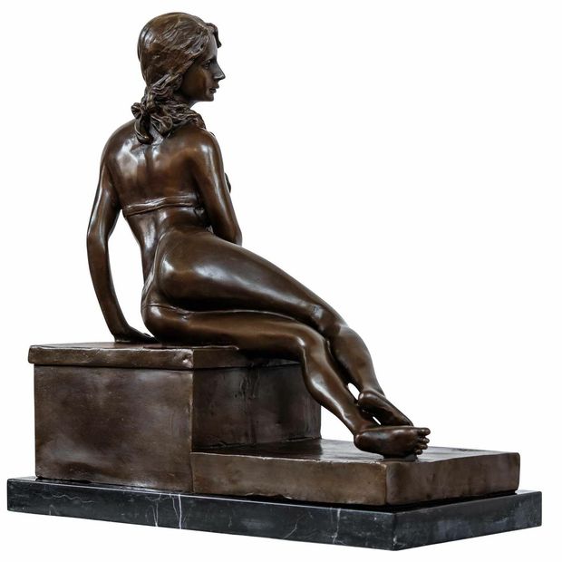 Immagine 6 - Scultura arte signora in bronzo anticato figura statua 33cm