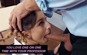 Professor Keiran Lee throat fucks his submissive student Kristen Scott