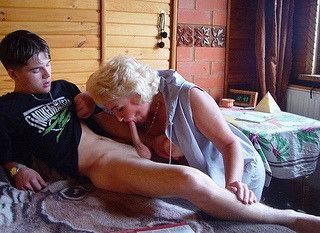 Granny gives grandson a blow job