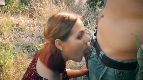 Sucking cock next to a highway