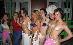 college party chicks with painted tits